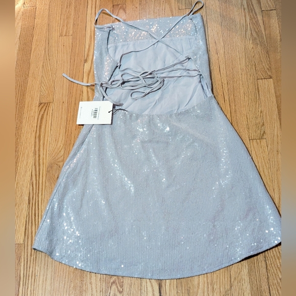 Hello Molly Sequined Shimmy Dance Mini Dress Strappy Back Baby Blue Size S - Picture 6 of 14
